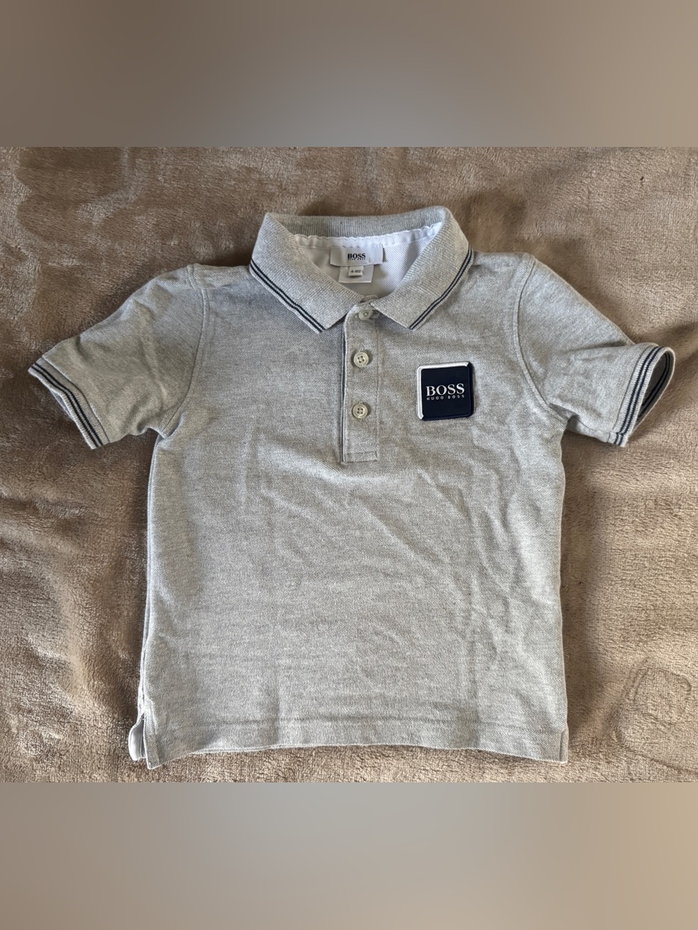 BOSS Hugo Boss Boys Gray Polo Shirt Preppy Designer 4/102 - Picture 2 of 9
